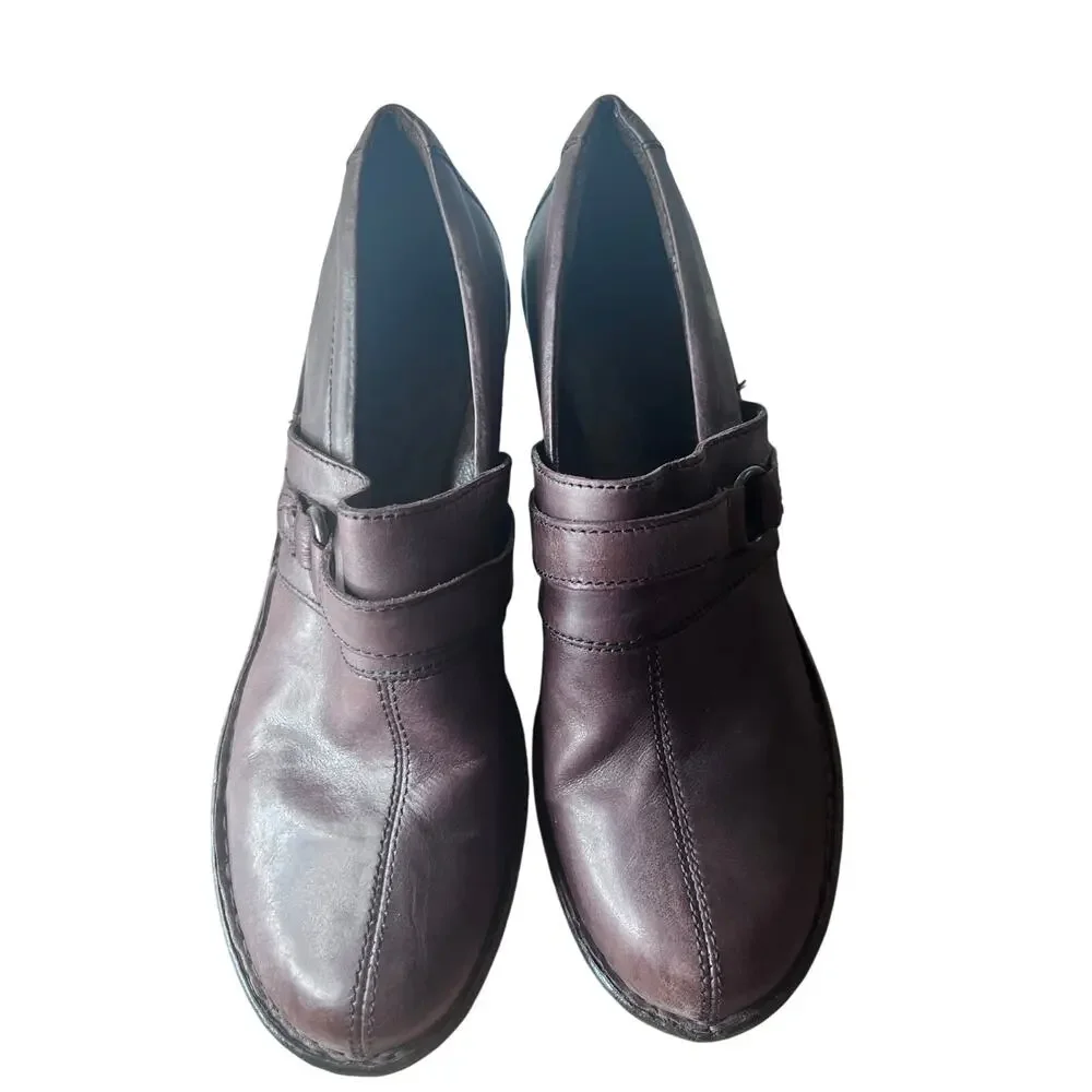 Born Haddon Platform Clogs Women's 8.5 Brown‎ Leather Mule Heel